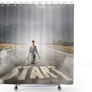 Personality  He Is Determined To Start Now . Mixed Media Shower Curtains