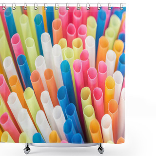 Personality  Close Up Of Colorful And Bright Plastic Straws With Copy Space  Shower Curtains