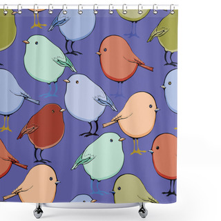 Personality  Cute Birds Seamless Pattern Shower Curtains