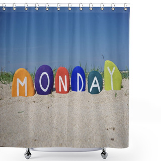 Personality  Monday, First Day Of The Week On Colourful Stones Shower Curtains