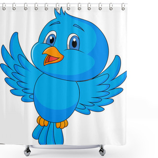 Personality  Blue Bird Cartoon Shower Curtains