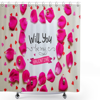 Personality  St Valentine's Day Vintage Composition Of Greeting Note Shower Curtains