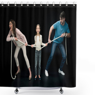 Personality  Daughter With Young Parents Shower Curtains