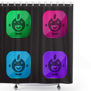 Personality  Baby Four Color Glass Button Icon Shower Curtains