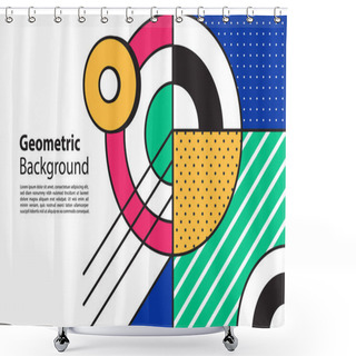 Personality  Memphis Design Elements. Retro Funky Graphic, Vintage Geometric Print Illustration Element. Vector Illustration Shower Curtains