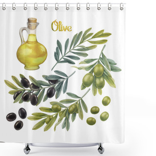 Personality  Watercolor Olive Collection Shower Curtains