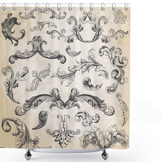 Personality  Vector Set: Calligraphic Design Elements And Page Decoration, Vi Shower Curtains