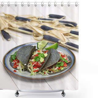 Personality  Homemade Blue Corn Tortilla Tacos, Mexican Food Shower Curtains