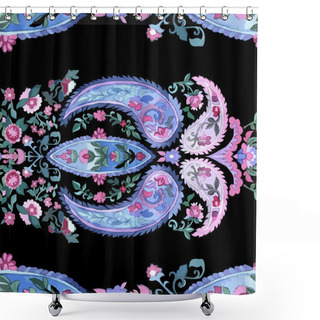 Personality  Watercolor Paisley. Cold Colors. Shower Curtains