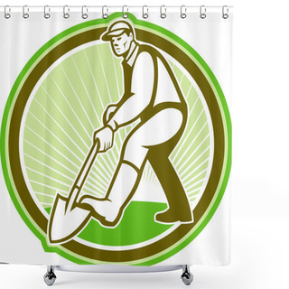 Personality  Gardener Landscaper Digging Shovel Circle Shower Curtains