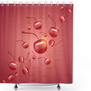 Personality  Background From Cherries, Vector Design Shower Curtains