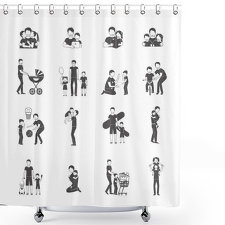 Personality  Fatherhood Icon Set Shower Curtains