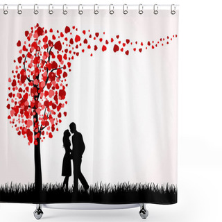 Personality  Man, Woman And Love Tree Shower Curtains