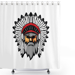 Personality  Indian Chief Head Mascots Shower Curtains