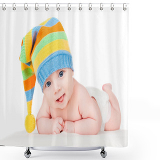 Personality  Baby In A Cap Shower Curtains