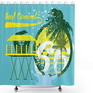 Personality  Paradise Palm Island Vector Art Shower Curtains