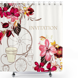 Personality  Background Or Illustration With Hibiscus Flowers In Retro Style Shower Curtains