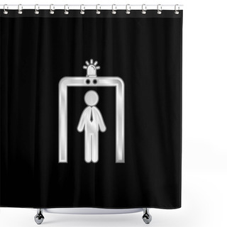 Personality  Airport Security Portal Silver Plated Metallic Icon Shower Curtains
