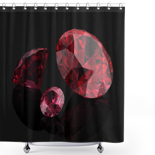 Personality  Ruby Or Rodolite Gemstone On Black Background.3D Illustration Shower Curtains