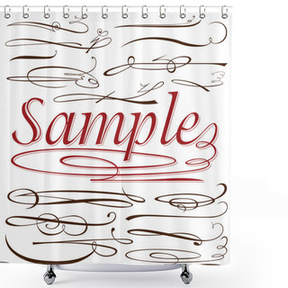 Personality  Vector Set Of Calligraphic Elements For Design Inscriptions In R Shower Curtains