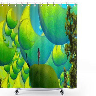 Personality  Colorful And Green Background Shower Curtains