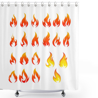 Personality  Flame Or Fire Icon Set Vector Image Design On White Background Shower Curtains