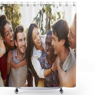 Personality  Group Of Friends Having Fun Together Outdoors Shower Curtains