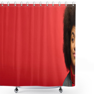 Personality  African American Woman With Curly Hairdois Making A Funny Face. Shower Curtains