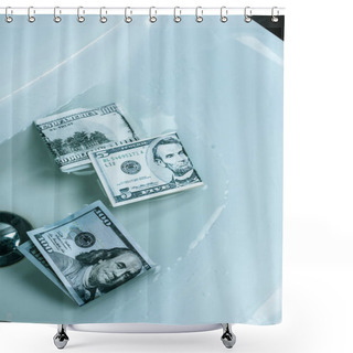 Personality  Top View Of Dollar Banknotes In Water In Sink Shower Curtains