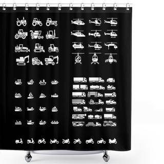 Personality  Set Icons Of Transport Shower Curtains