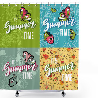 Personality  Colorful Bright Lettering Summer Cards. Shower Curtains