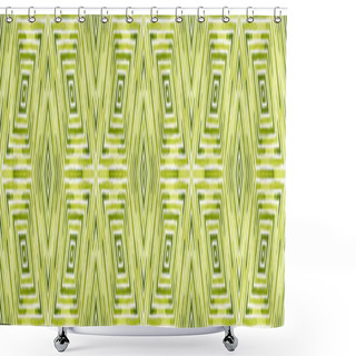 Personality  Green Seamless Border Scroll. Geometric Watercolor Shower Curtains