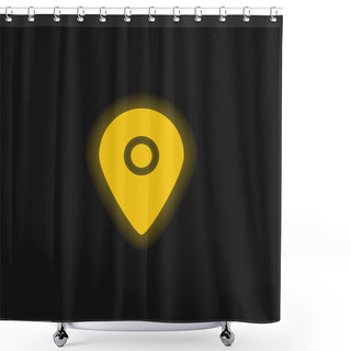 Personality  Black Placeholder For Maps Yellow Glowing Neon Icon Shower Curtains