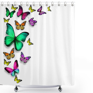 Personality  Color Butterflies, Isolated On White Background Shower Curtains