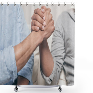 Personality  Casual Young Men Shaking Hands Shower Curtains