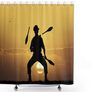 Personality  Juggler At Sunset Shower Curtains