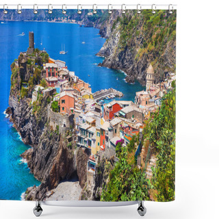 Personality  Beautiful Small Fishing Village Vernazza In Cinque Terre, Liguria,Italy. Shower Curtains