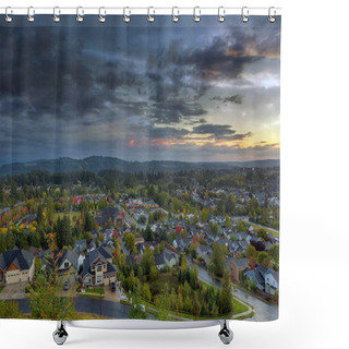 Personality  Happy Valley Residential Neighborhood During Sunset Shower Curtains