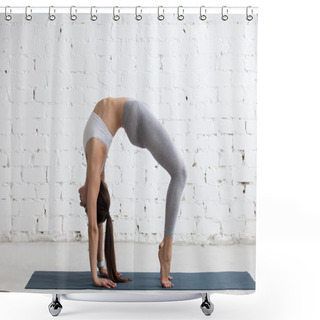 Personality  Yoga Indoors: Bridge Pose Shower Curtains