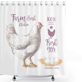 Personality  Chicken Vector Illustration Shower Curtains