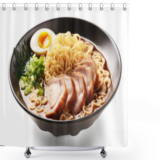 Personality  Ramen With Pork Japanese Food On Isolated White Background. Good For Food Blogger, Vlog, Food Content On Social Media Or Advertising. Shower Curtains