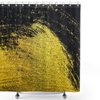 Personality  Yellow Watercolor Brushstrokes With Copy Space On Black Paper  Shower Curtains