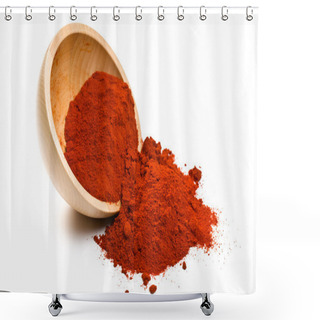 Personality  Paprika Powder In Wooden Bowl Shower Curtains