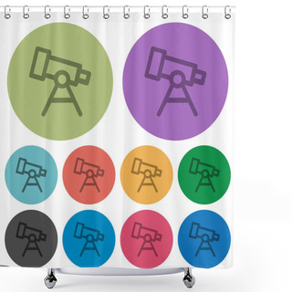 Personality  Telescope Outline Darker Flat Icons On Color Round Background Shower Curtains