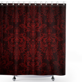 Personality  Seamless Dark Red Vintage Vector Wallpaper Pattern. Shower Curtains