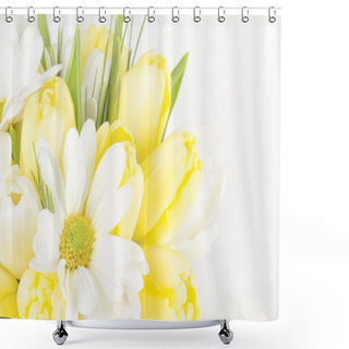 Personality  Yellow And White Flowers Close Up Shower Curtains