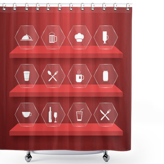 Personality  Food Icons Vector Illustration Shower Curtains