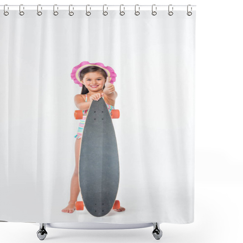 Personality  Beautiful Child With Skateboard Shower Curtains