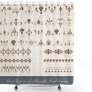 Personality  Set Of Vintage, Floral Calligraphic Design Elements Shower Curtains