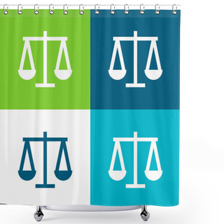 Personality  Balance Flat Four Color Minimal Icon Set Shower Curtains